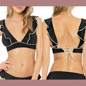 NEW Robin Piccone Malia Ruffle Bikini Swim Top LAR